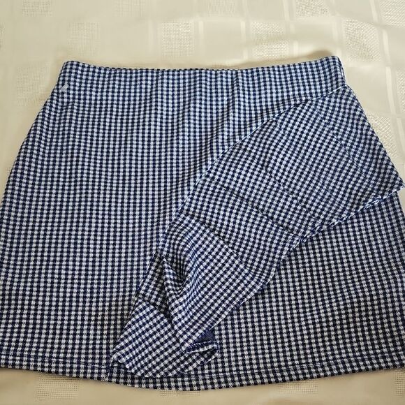 Topshop Blue and White Asymmetrical Mini Skirt - Picture 10 of 16